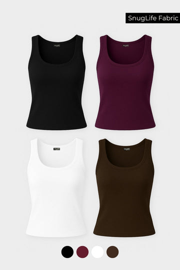 4 Pack: What's The Scoop Tees in True Black, Grape Vine, Snow White & Rugged Brown