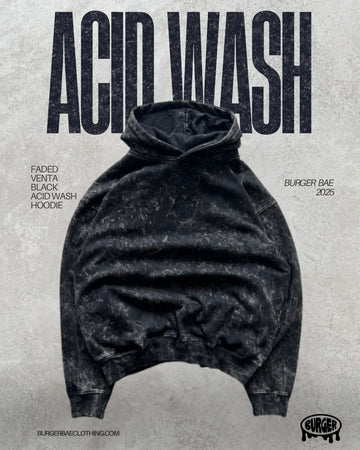 Faded Venta  Black Acid wash Hoodie
