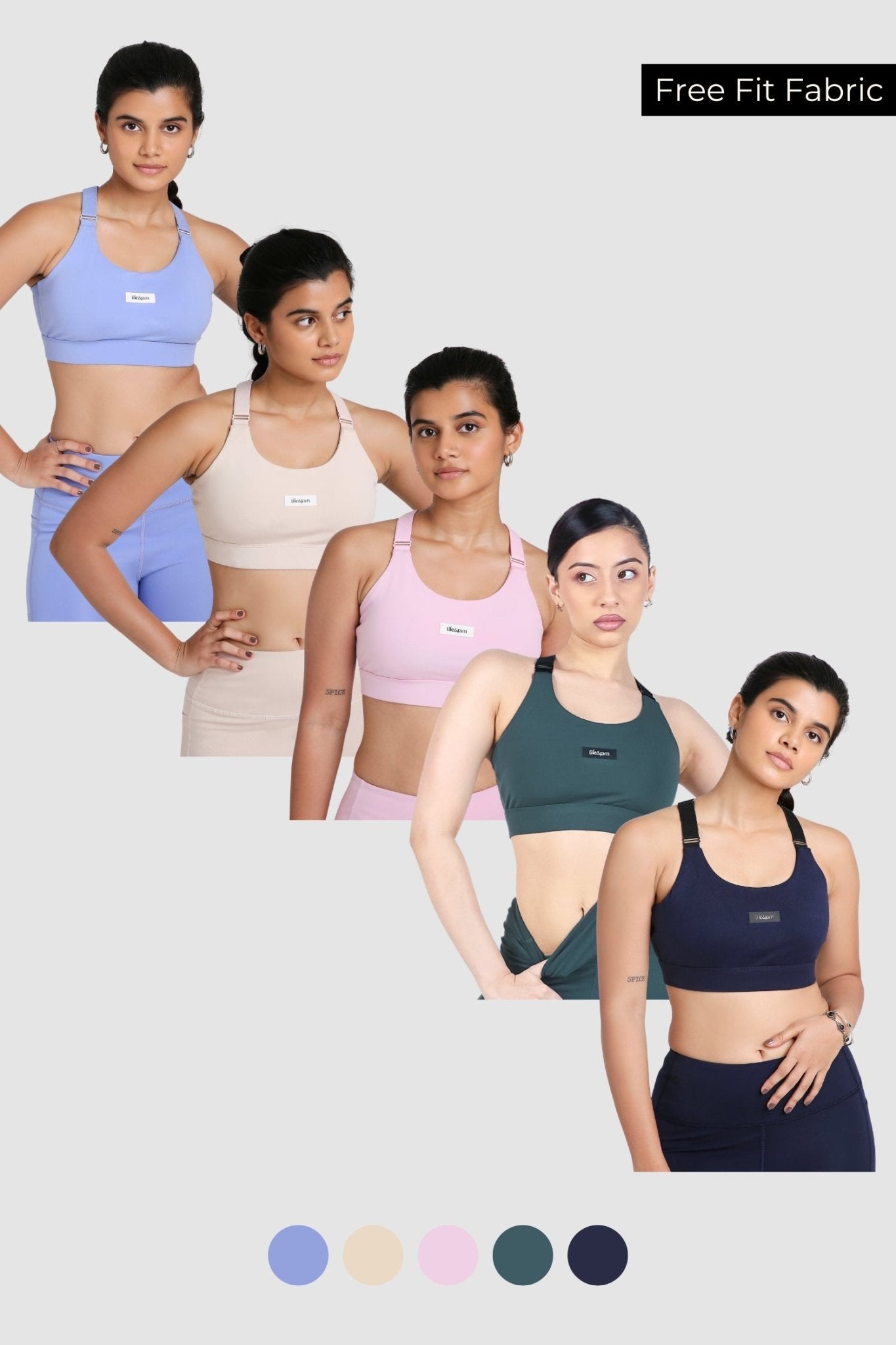 5 Pack: Adjustable Straps Sports Bra