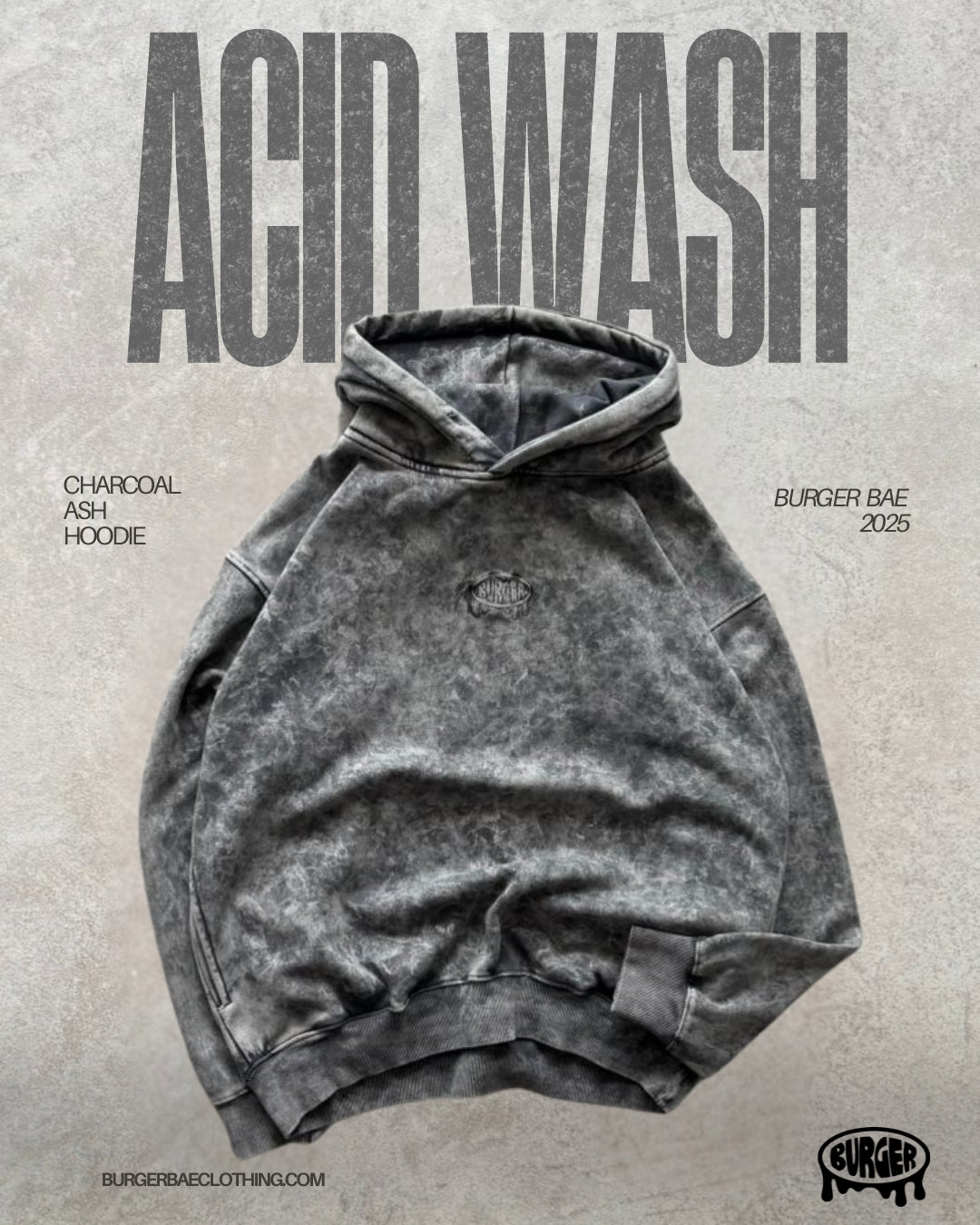 Charcoal Ash Acid Wash Hoodie