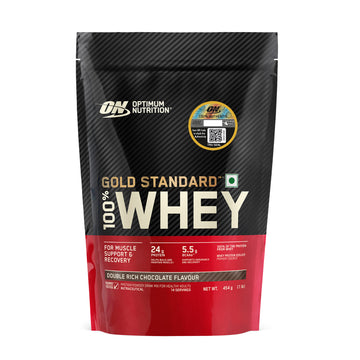Optimum Nutrition (ON) Gold Standard 100% Whey Protein Powder - 1 lbs, 454 g (Double Rich Chocolate)