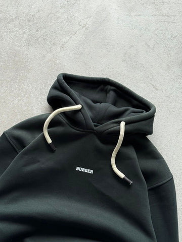 Ash Grey : Ye Burger Logo Heavyweight Baggy Hoodie For Men and Women