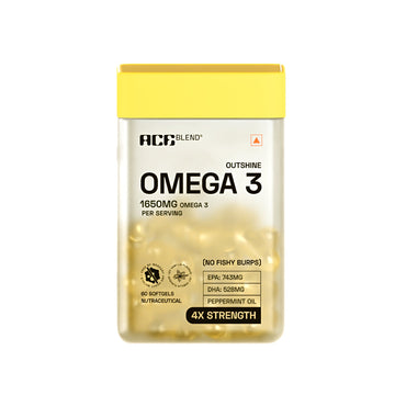 Ace Blend Outshine Omega 3 Fish Oil 1650 Mg with 743 EPA & 528 DHA No Fishy Burps