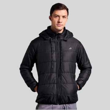 Sherpa Nylon Puffer Jacket - Black