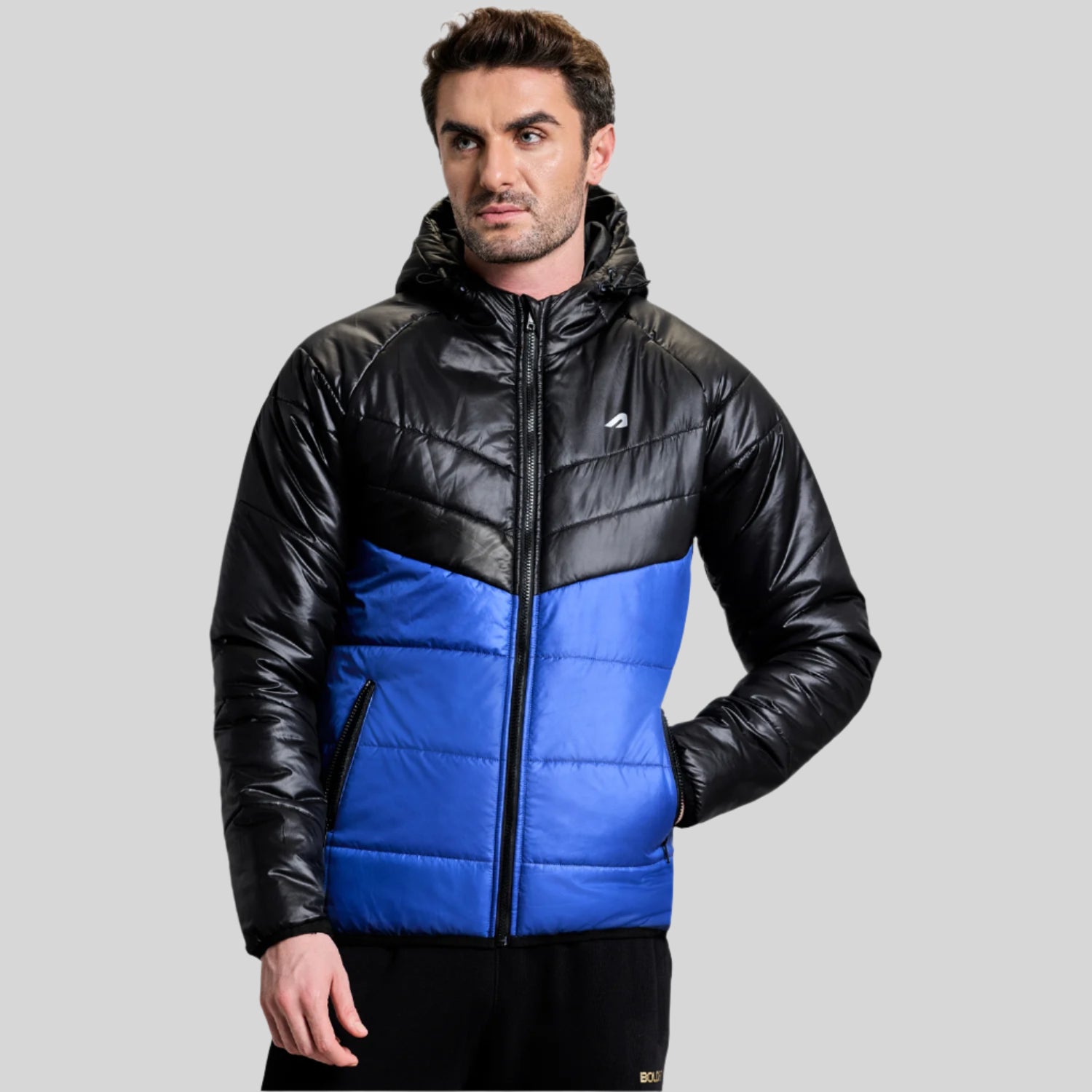 Storm Mens Puffer Jacket - Black/Blue