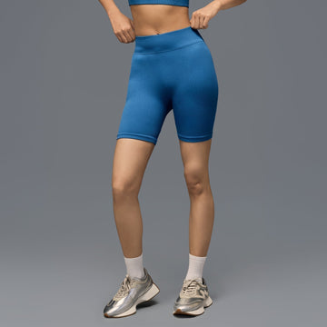 Limitless snatched mid waisted ribbed shorts - Royal Blue