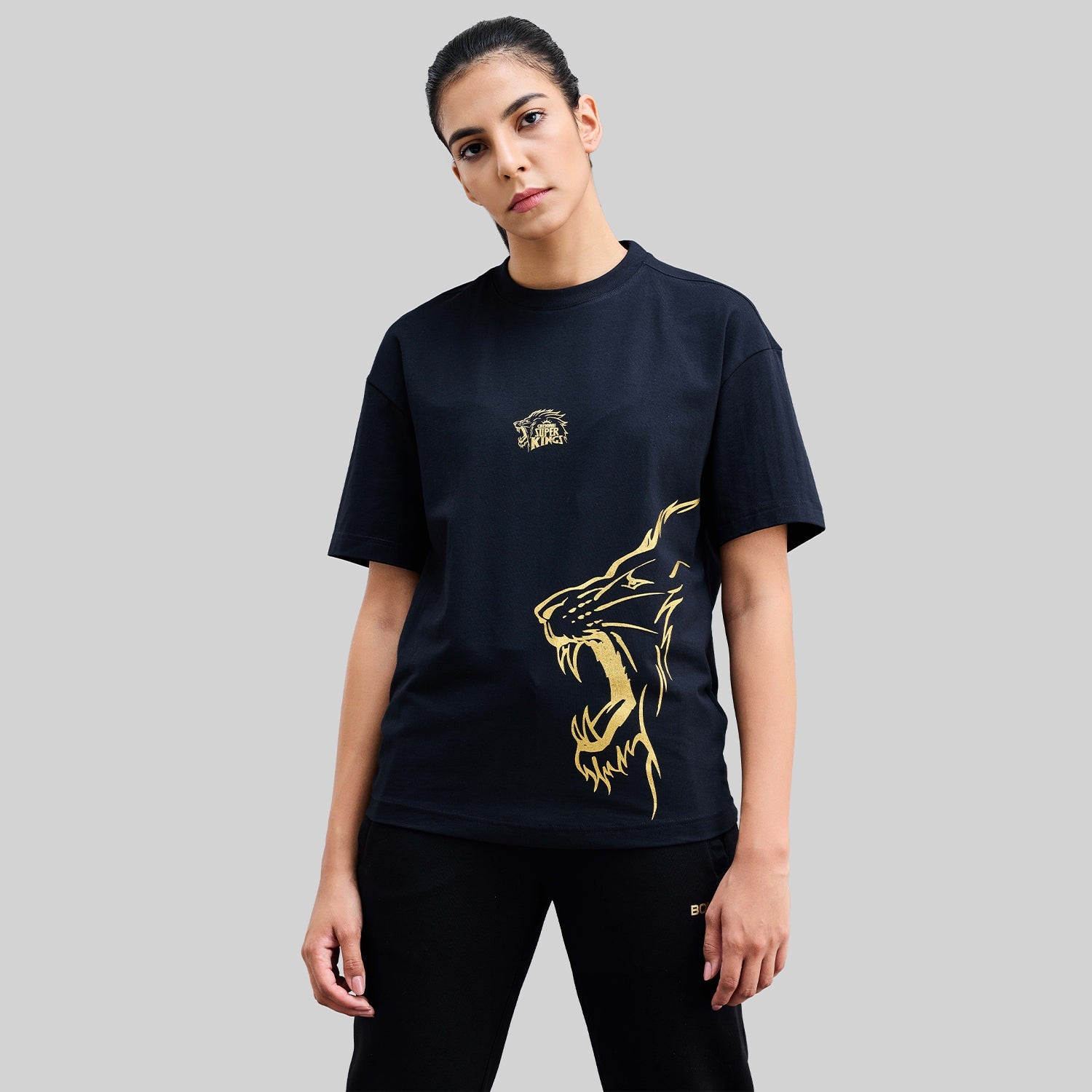 Official CSK Leo Womens T-shirt - Black/Gold