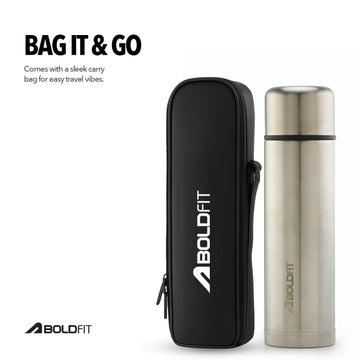 Nova Thermosteel Water Bottle with Carry Bag - 1 L Silver
