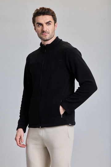 Boldfit Mens Full Zip Sweatshirt Fleece - Black