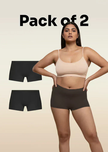 2 Pack - Black Absorbent Boyshorts