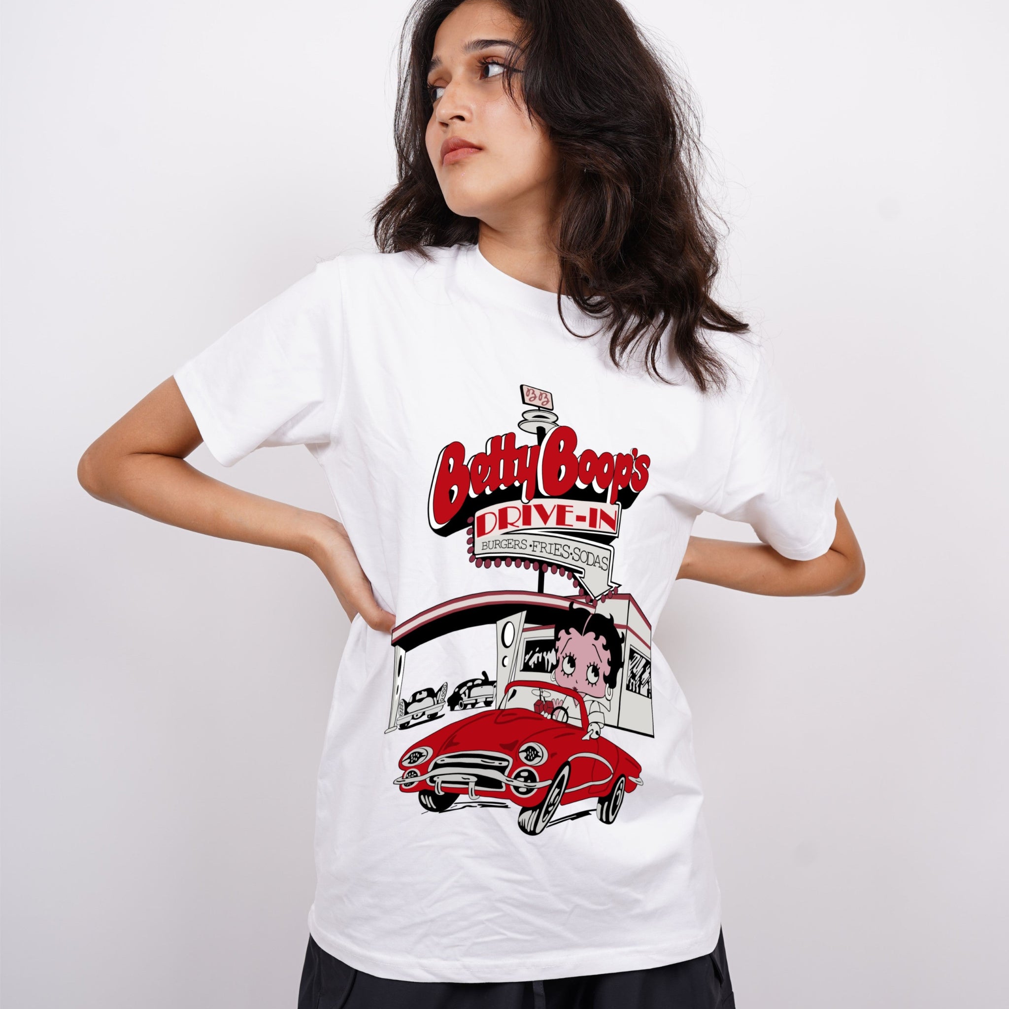 Betty Boop Drive In :  Regular Tee For Women