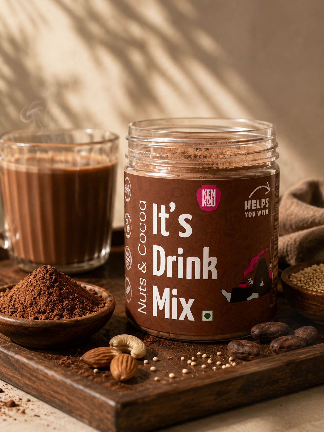 Kenkou Nuts & Cocoa Drink Mix 225g – Clean Chocolate Superfood Drink