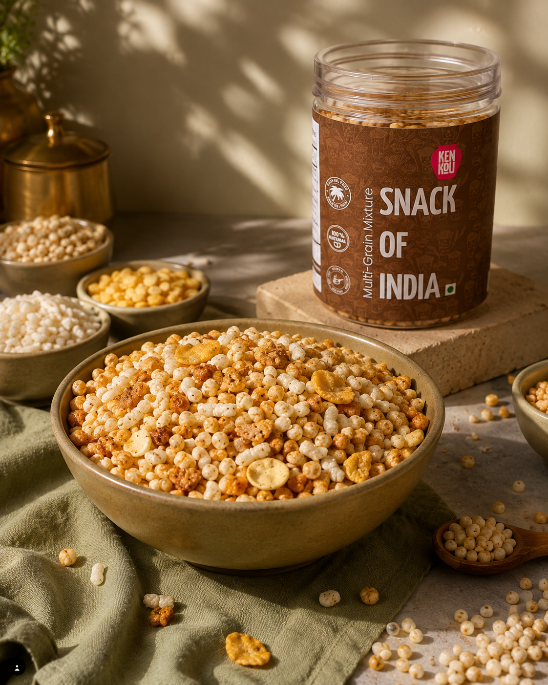 Kenkou Multi Grain Mixture 60g – Ancient Indian Grain Namkeen, No Preservatives