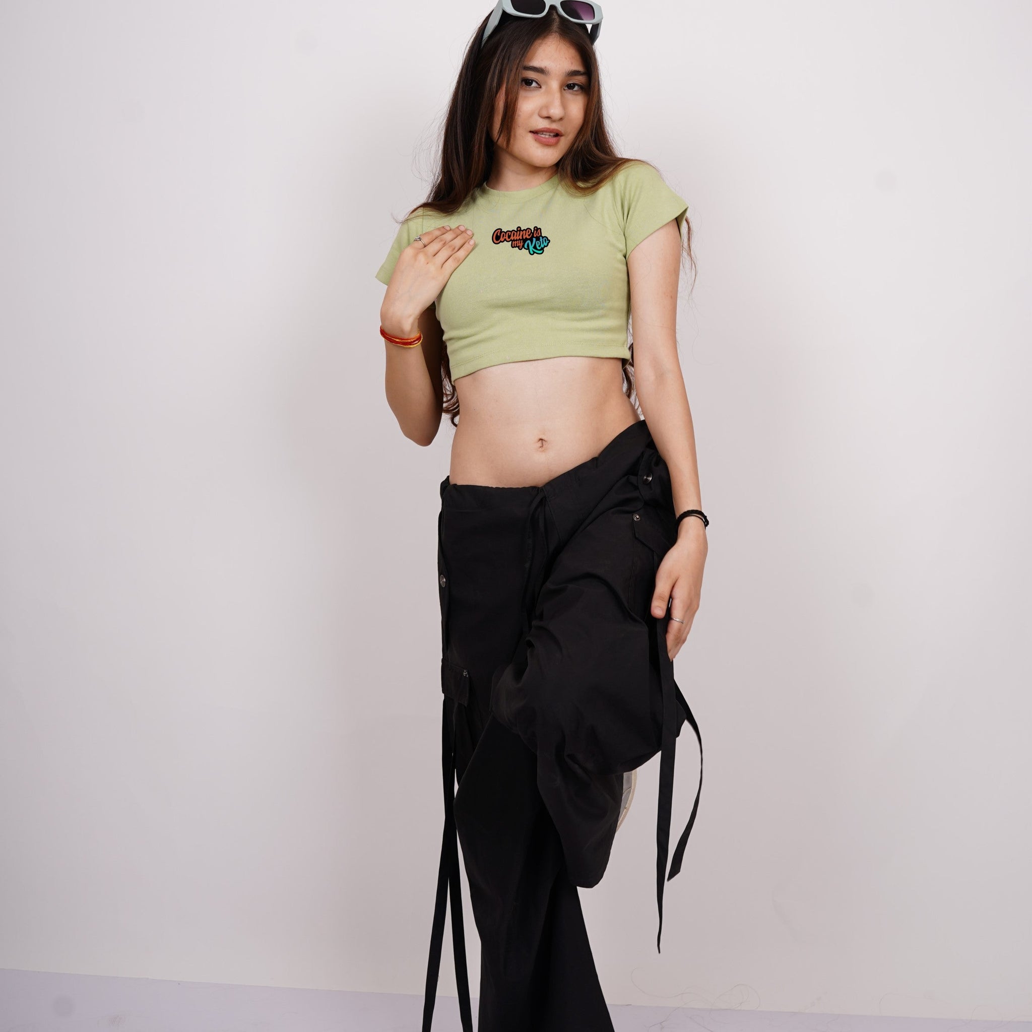 Cocaine is my Keto : Burger Bae Round Neck Crop Baby Tee For Women