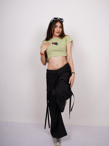 Cocaine is my Keto : Burger Bae Round Neck Crop Baby Tee For Women