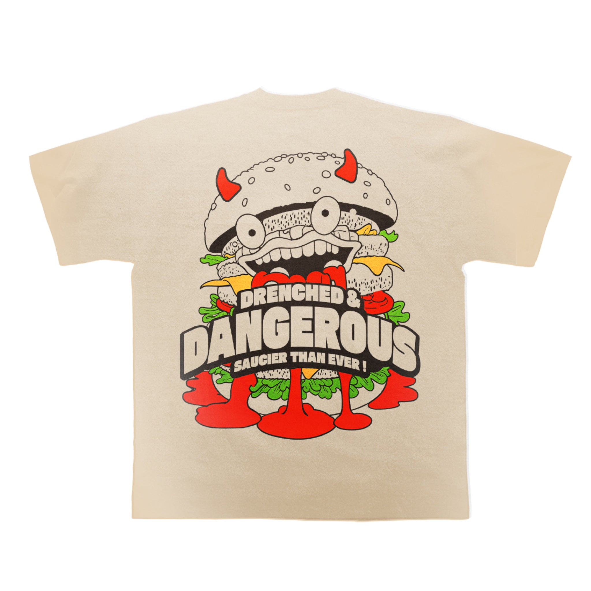 Burger bae x Veeba Drenched and dangerous Drop sleeved Tee for Men and Women
