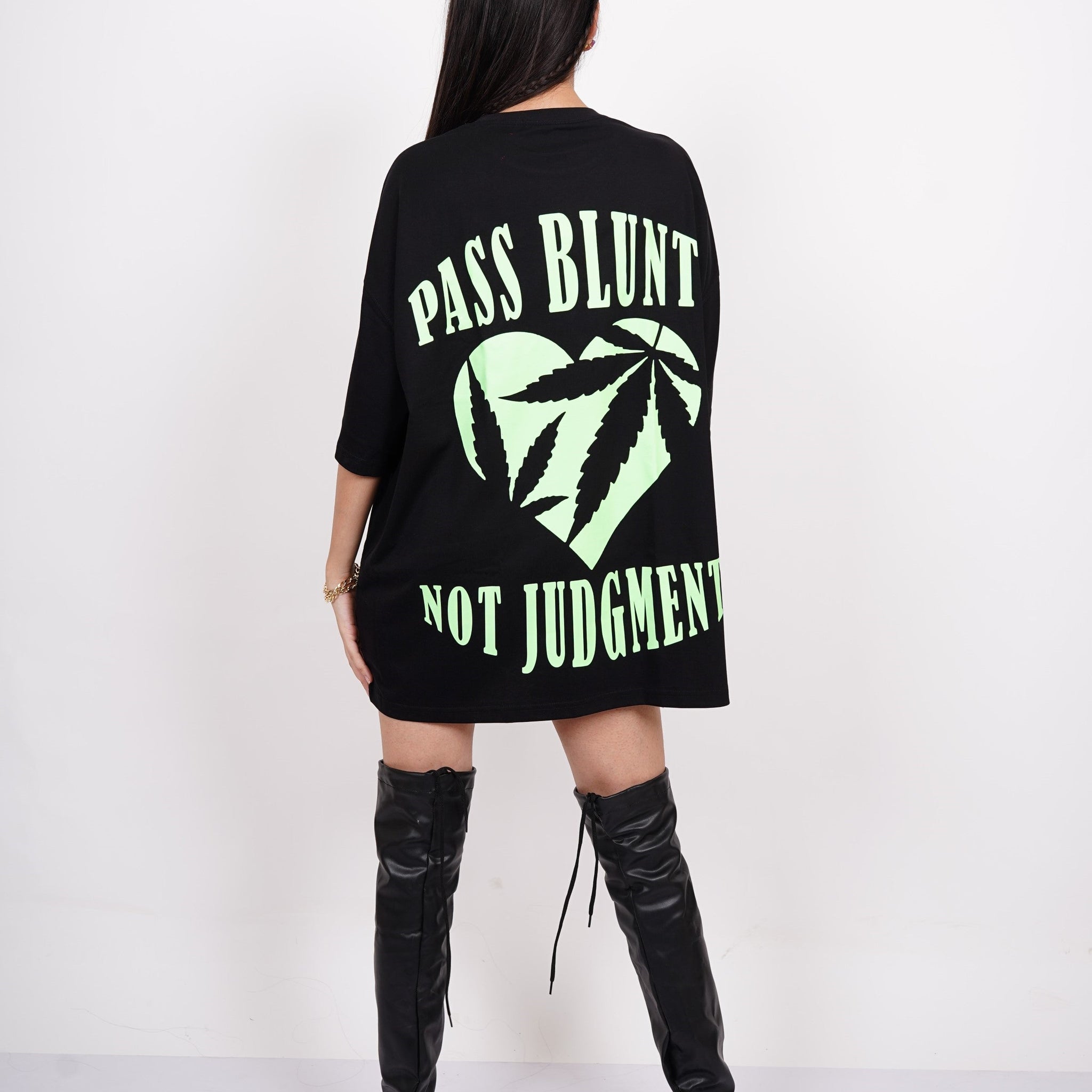 Pass Bl*nts : Black Glow In Dark Drop sleeved Tee for Women