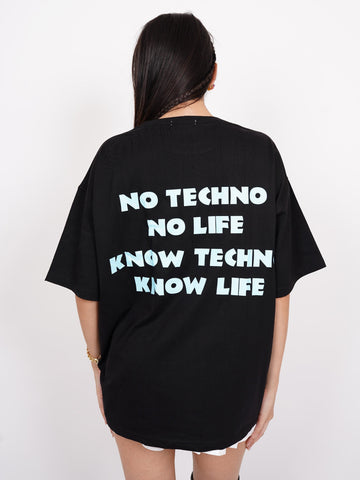 Know Techno Know Life : Glow In Dark Drop sleeved Tee (Green Glow) For Men and Women