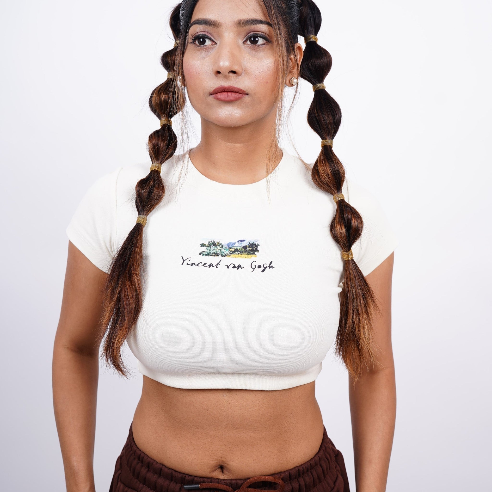 Van Gogh x Burger Brushstroke Cypresses baby tee For Women