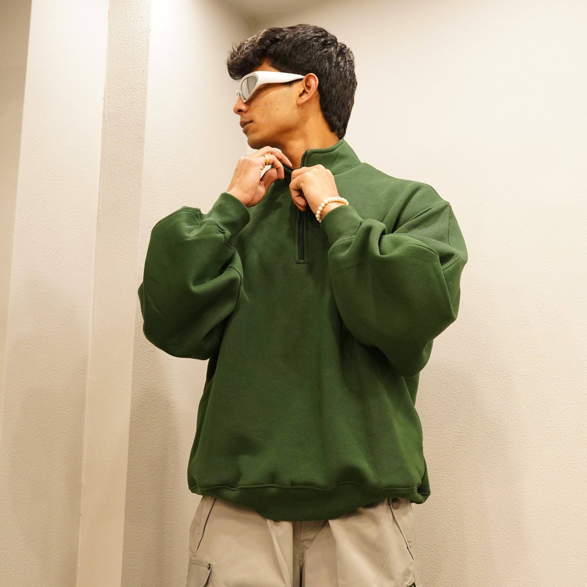 Half Zip Heavyweight baggy sweatshirt For Men And Women