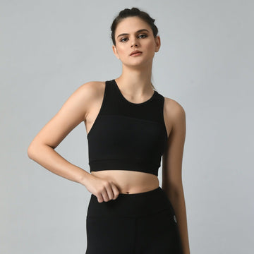NotchFlex Mesh Sports Bra - Black