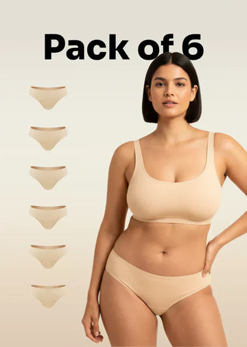 6 Pack - Beige Low-waist Absorbent Underwear