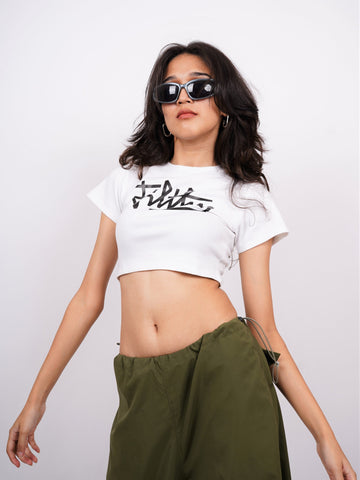 Filthy : Burger Bae Round Neck Crop Baby Tee For Women