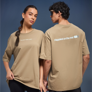 Graphic Tee Unisex Beige- Happiest On The Mat