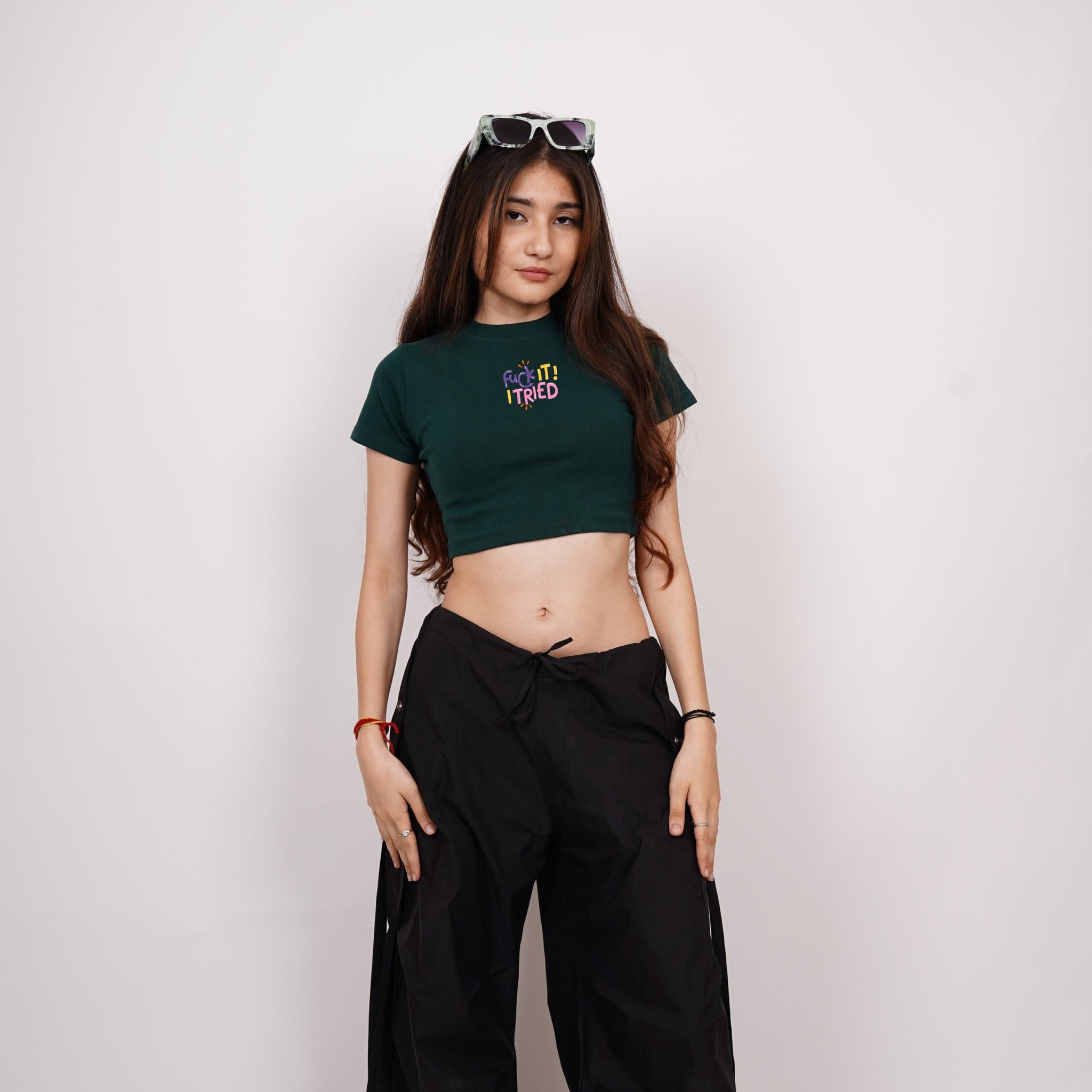 Fuck It I Tried : Burger Bae Round Neck Crop Baby Tee For Women