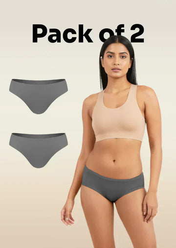 2 Pack - Grey Low-waist Absorbent Underwear