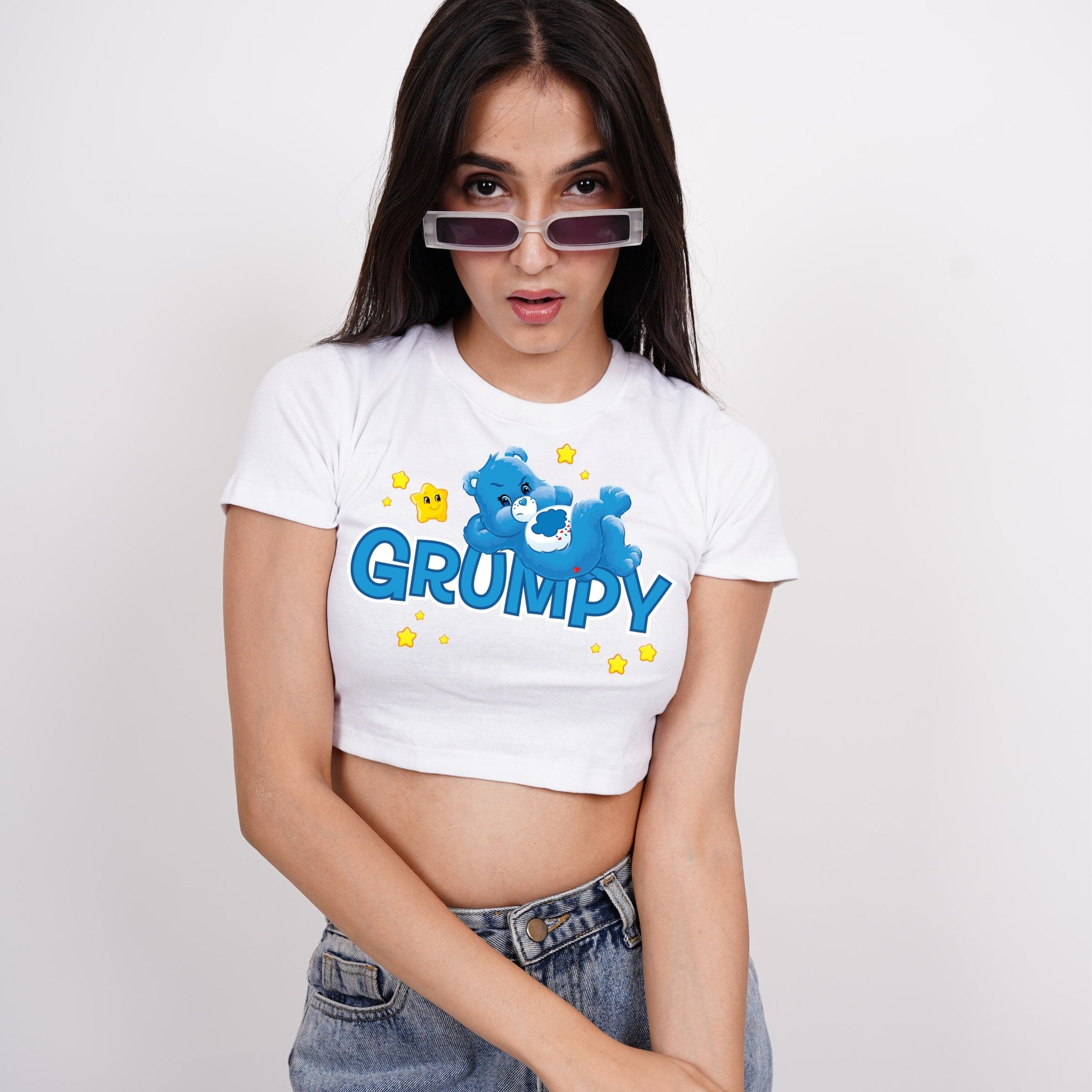 Grumpy Bear : Burger Bae Round Neck Crop Baby Tee For Women