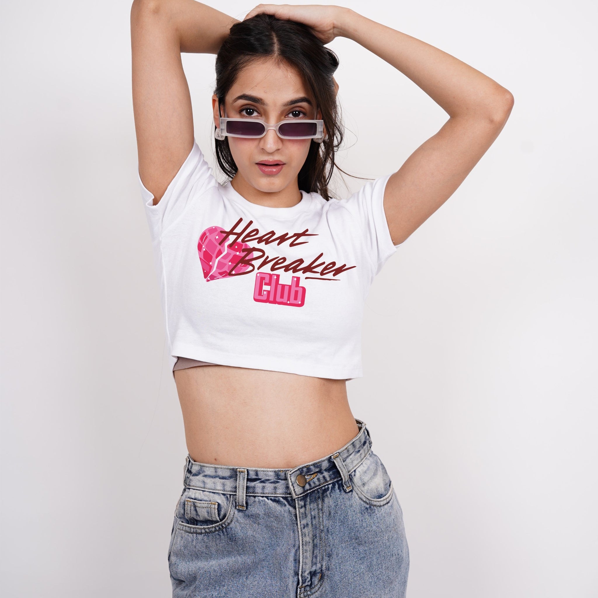 Heart Breaker : Burger Bae Round Neck Crop Baby Tee For Women