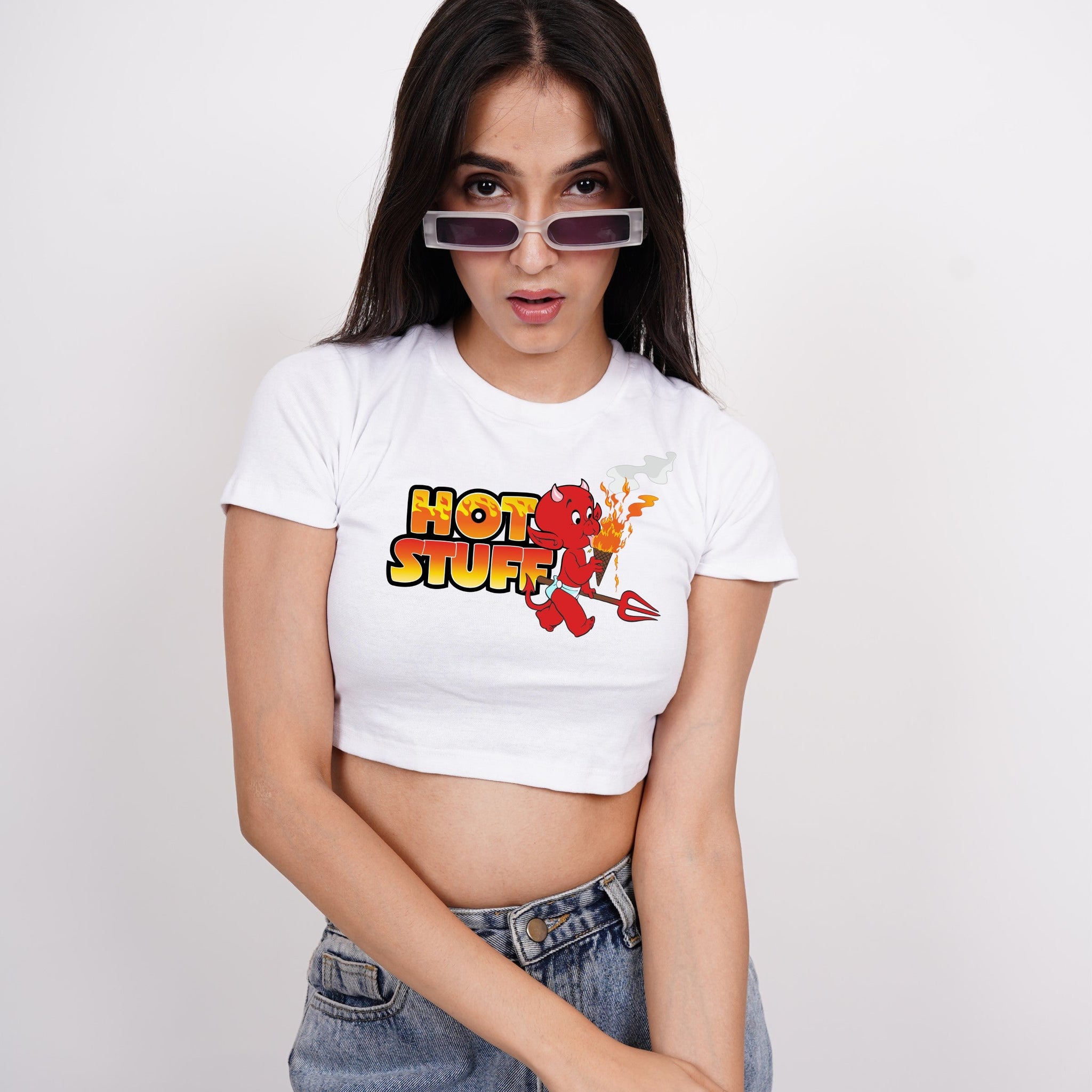 Hot Stuff : Burger Bae Round Neck Crop Baby Tee For Women