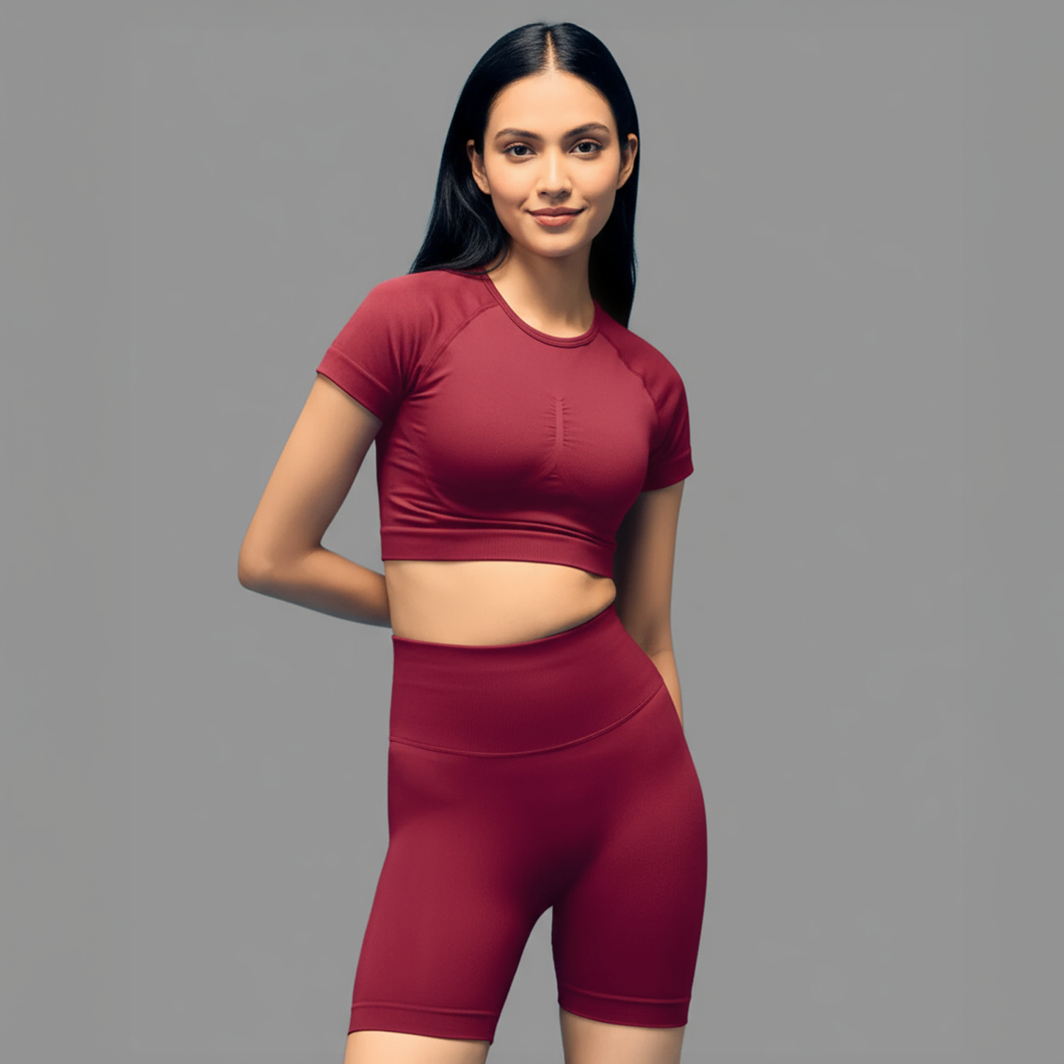 Limitless snatched Short sleeved crop top-Maroon