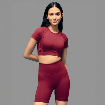 Limitless snatched Short sleeved crop top-Maroon