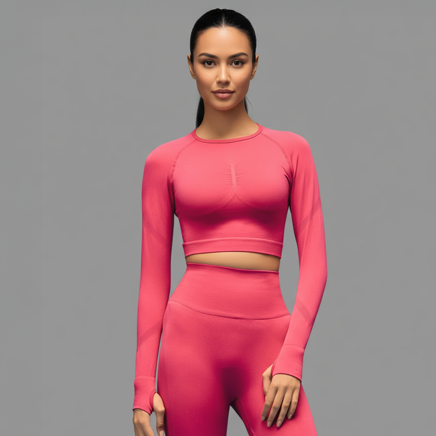 Limitless snatched Long sleeve drop top- Pink