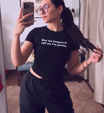 Buy Me a Burger it Girl Baby tee for Women
