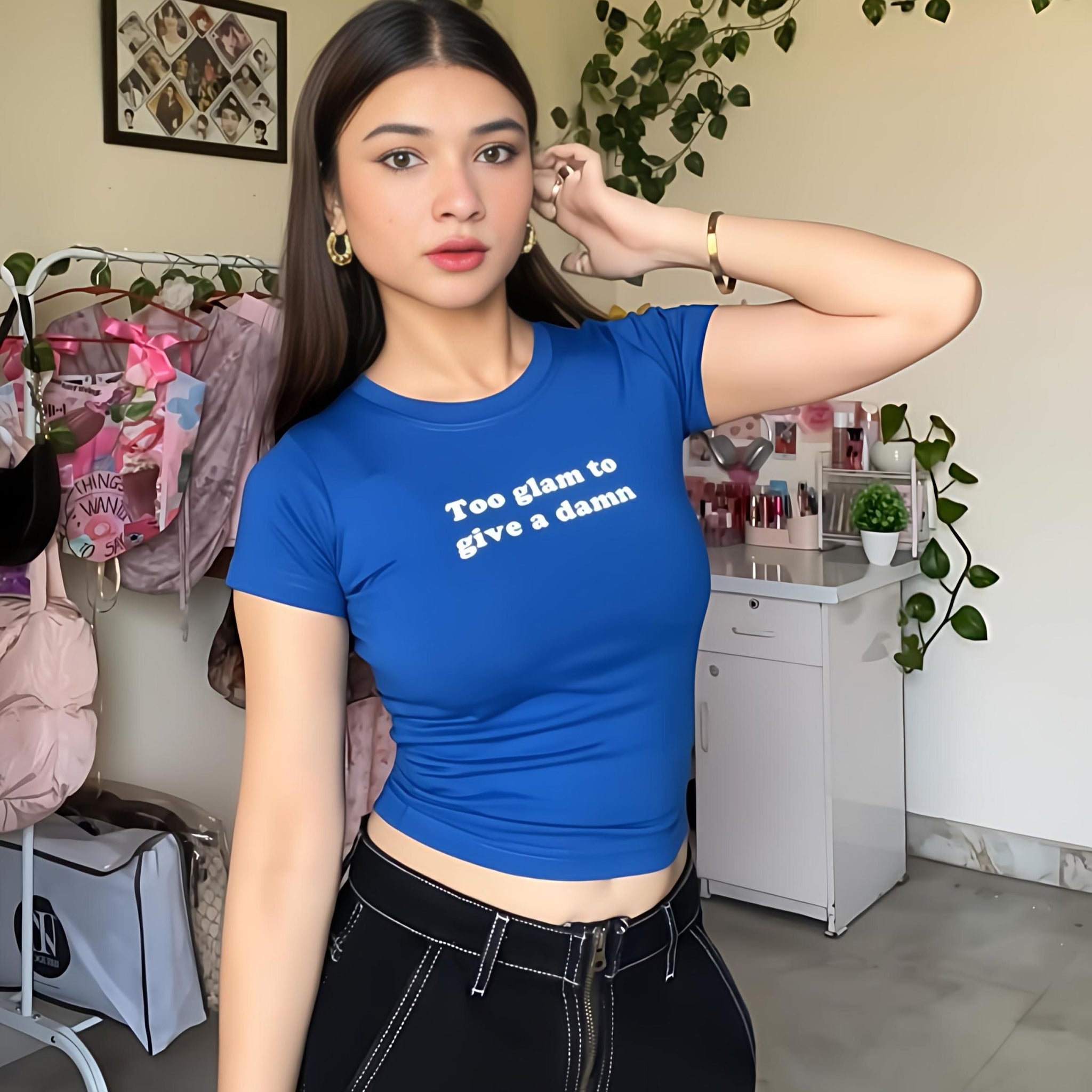 Too Glam To Give a damn it Girl Baby tee for Women