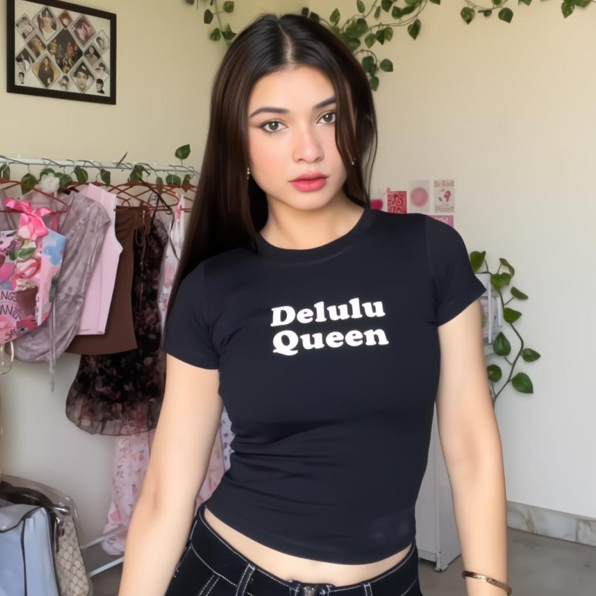 Delulu Queen it Girl Baby tee for Women