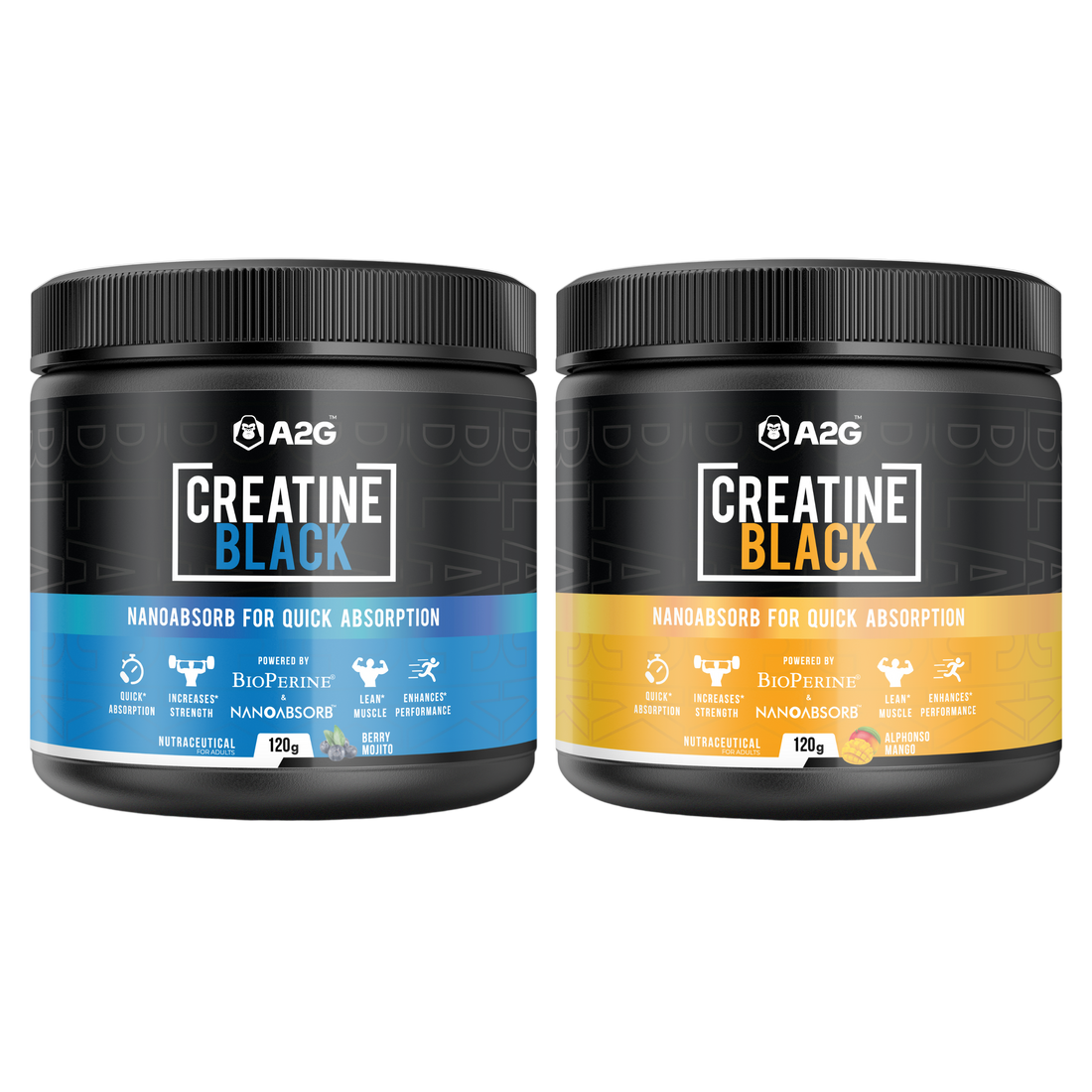 A2G Creatine Black Combo | 240 grams (Flavoured) - A2G Lifestyle