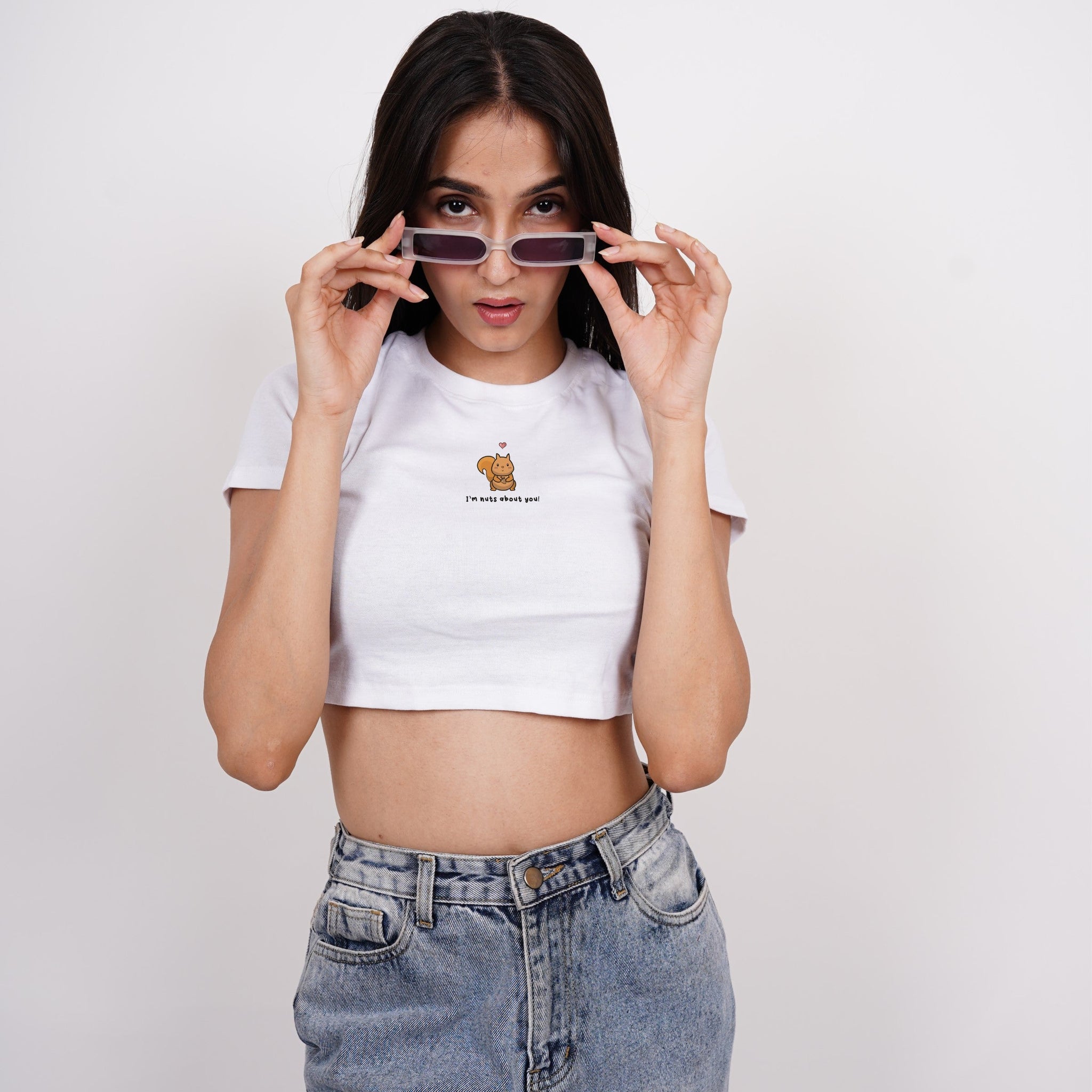 I'm Nuts About You : Burger Bae Round Neck Crop Baby Tee For Women