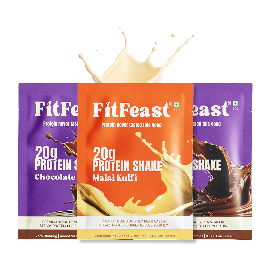 Protein Sachet : 2 x Chocolate, 1 x Malai Kulfi