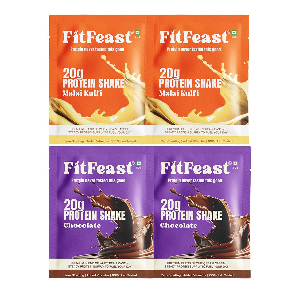 Assorted Protein Sachet Pack – Chocolate x 2 & Malai Kulfi x 2