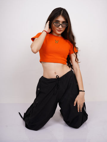 Monarch : Burger Bae Round Neck Crop Baby Tee For Women