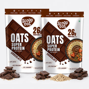 Scoopeat Assorted Oats pack of 2  - 26g Super High Protein Chocolate Oats 400gm