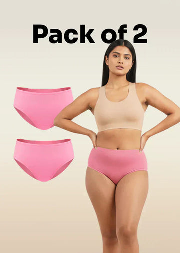 2 Pack - Pink Mid-waist Absorbent Underwear