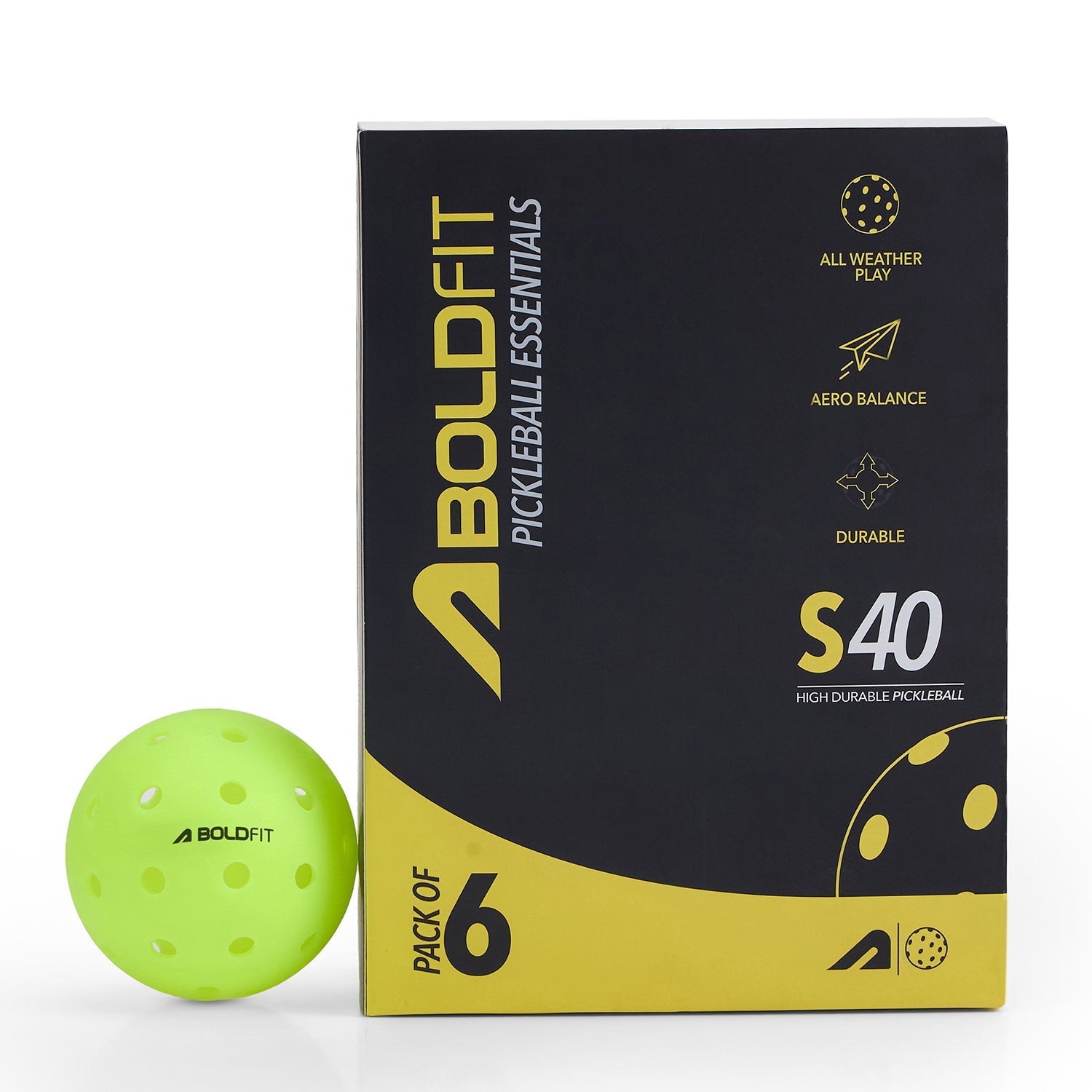 Premium Outdoor Pickleballs - Green, Set of 6