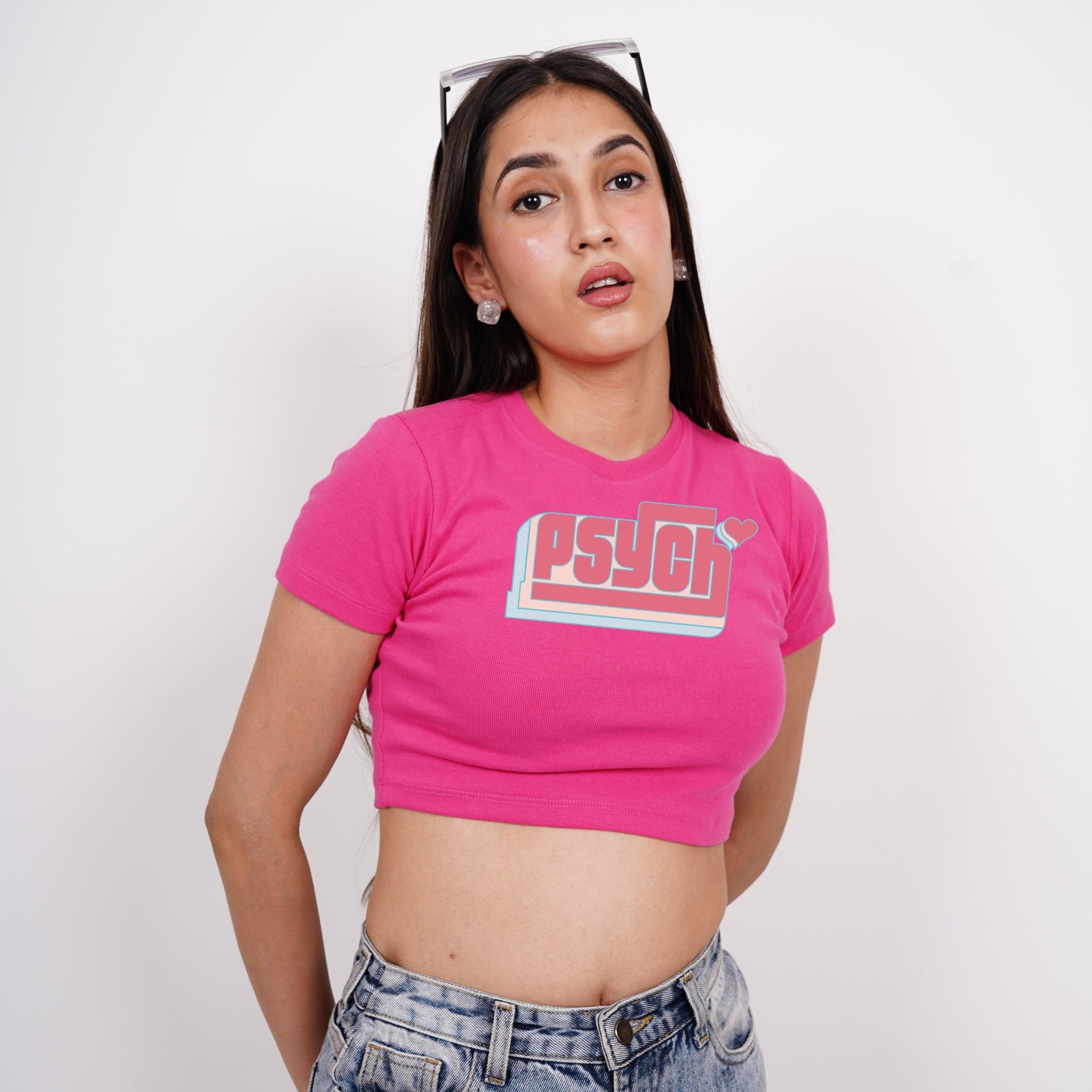 Psych : Burger Bae Round Neck Crop Baby Tee For Women