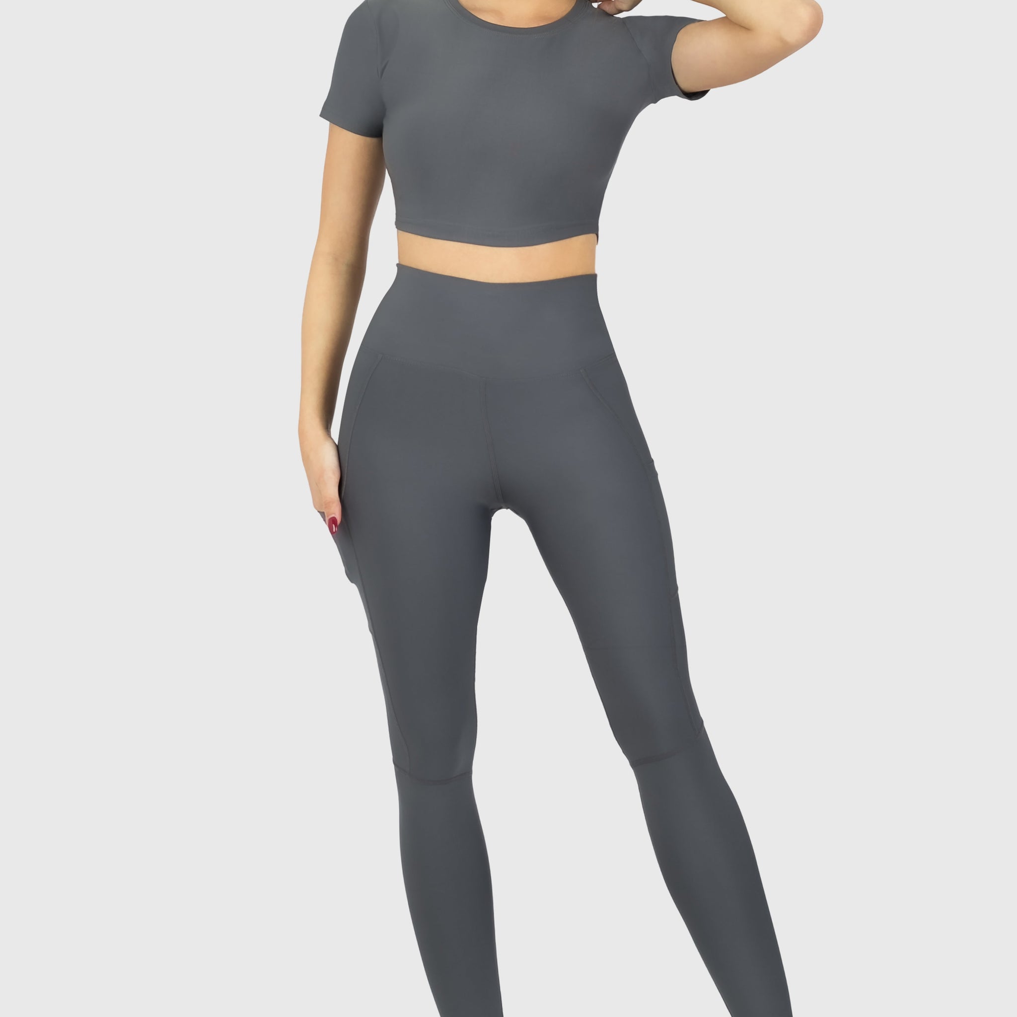 Pocket High Waisted Tights Grey