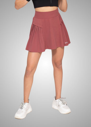 Plated Skort with Bonded Waistband
